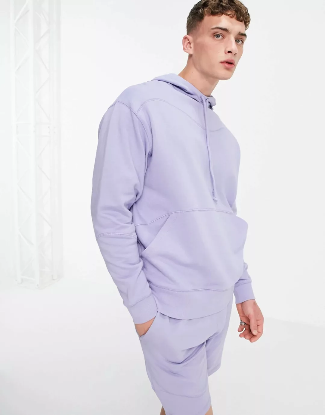 ASOS DESIGN – Oversize-Sweatshirt mit Ziernähten in der Farbe Flieder, Komb günstig online kaufen