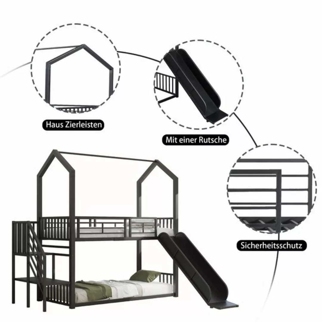 OKWISH Etagenbett Eisenrahmenbett mit Schiebetreppe (Hausmodellierung, stab günstig online kaufen