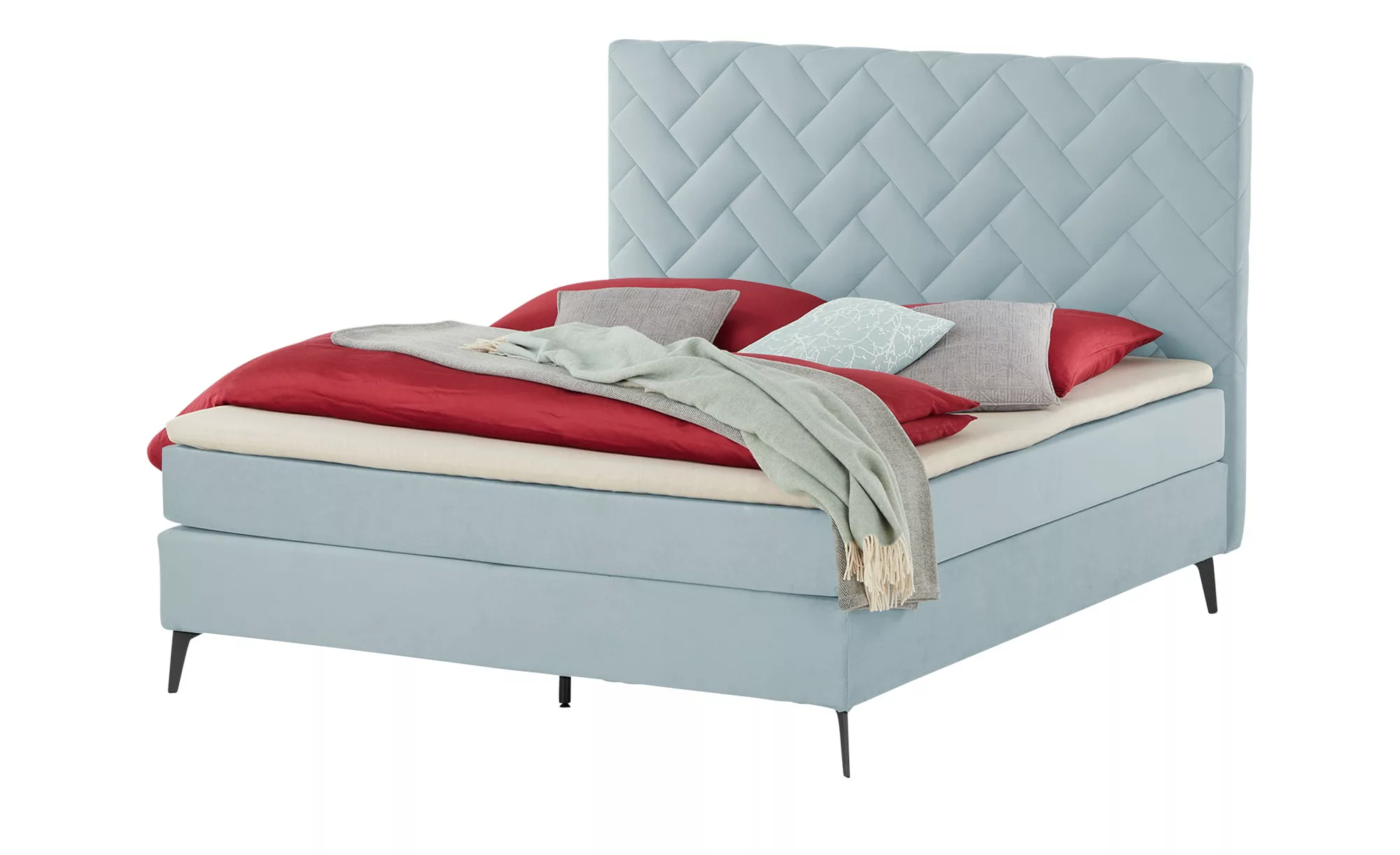 SKAGEN BEDS Boxspringbett  Weave ¦ blau ¦ Maße (cm): B: 160 H: 122 Betten > günstig online kaufen