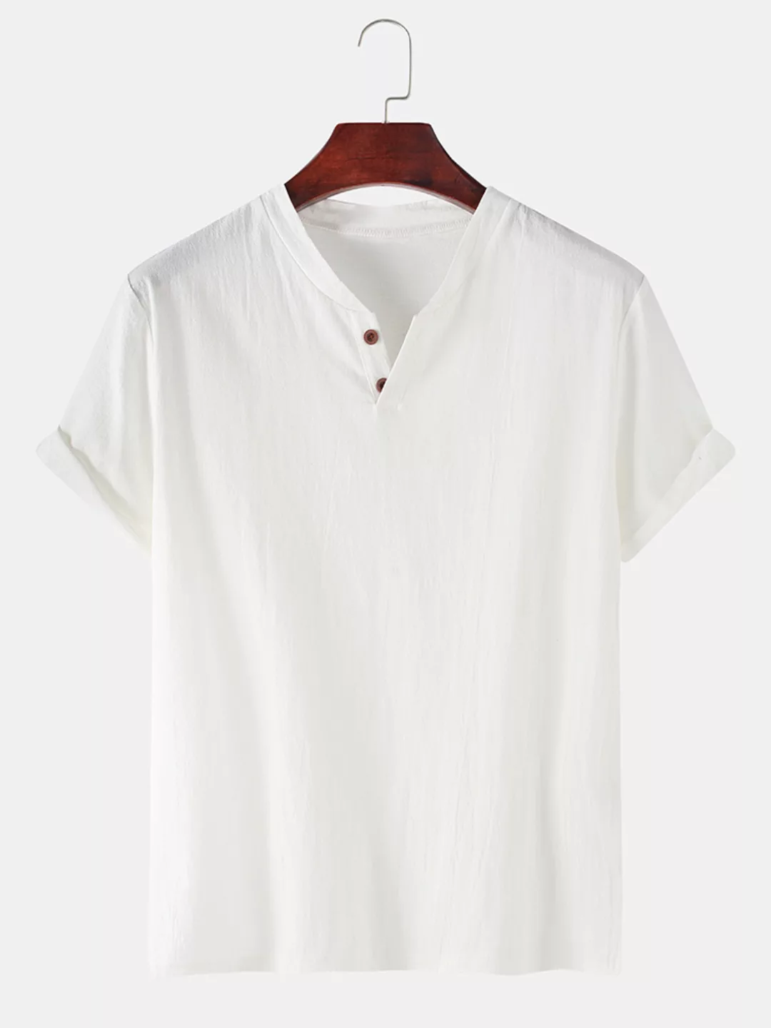 Herren 100% Baumwolle einfarbig lässig T-Shirt mit V-Ausschnitt günstig online kaufen