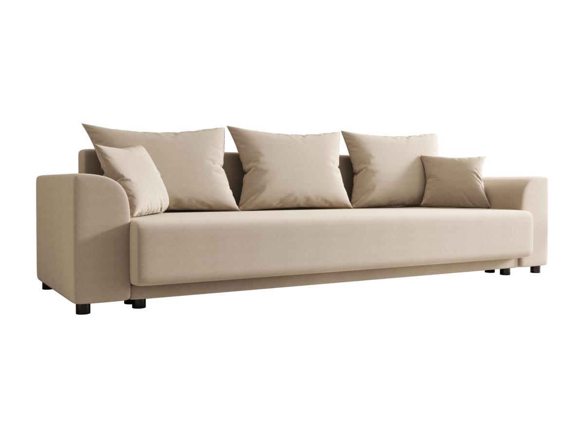 Sofa mit Schlaffunktion 3-Sitzer - Stoff - Beige - NESSARO günstig online kaufen