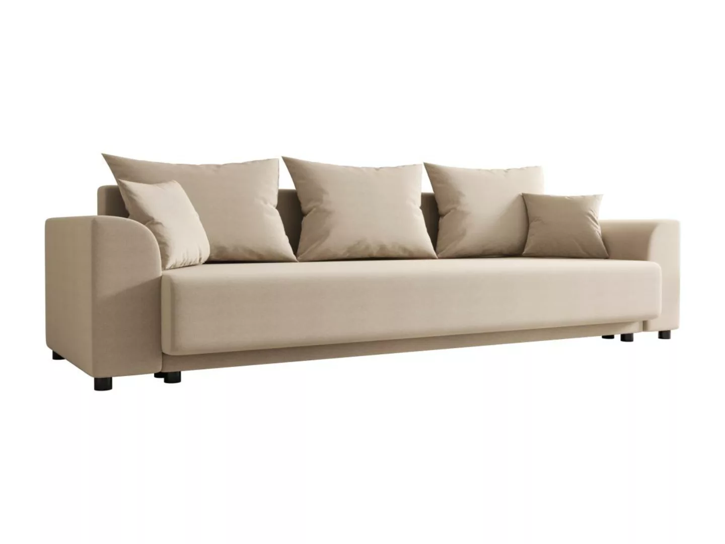 Sofa 3-Sitzer mit Schlaffunktion - Stoff - Beige - NESSARO günstig online kaufen