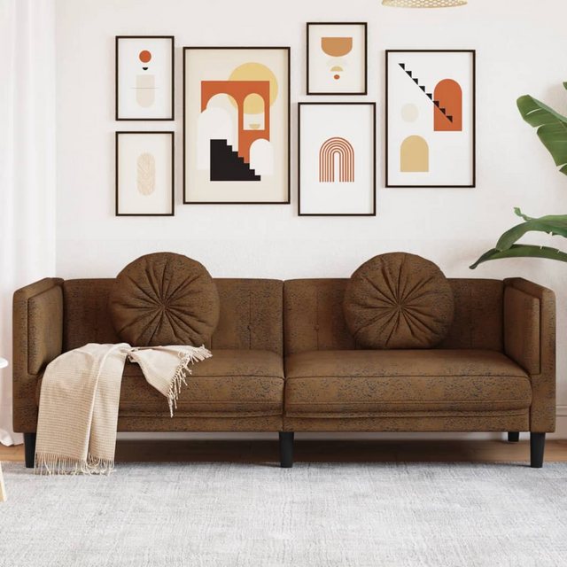 vidaXL Sofa Sofa mit Kissen 3-Sitzer Braun Samt günstig online kaufen