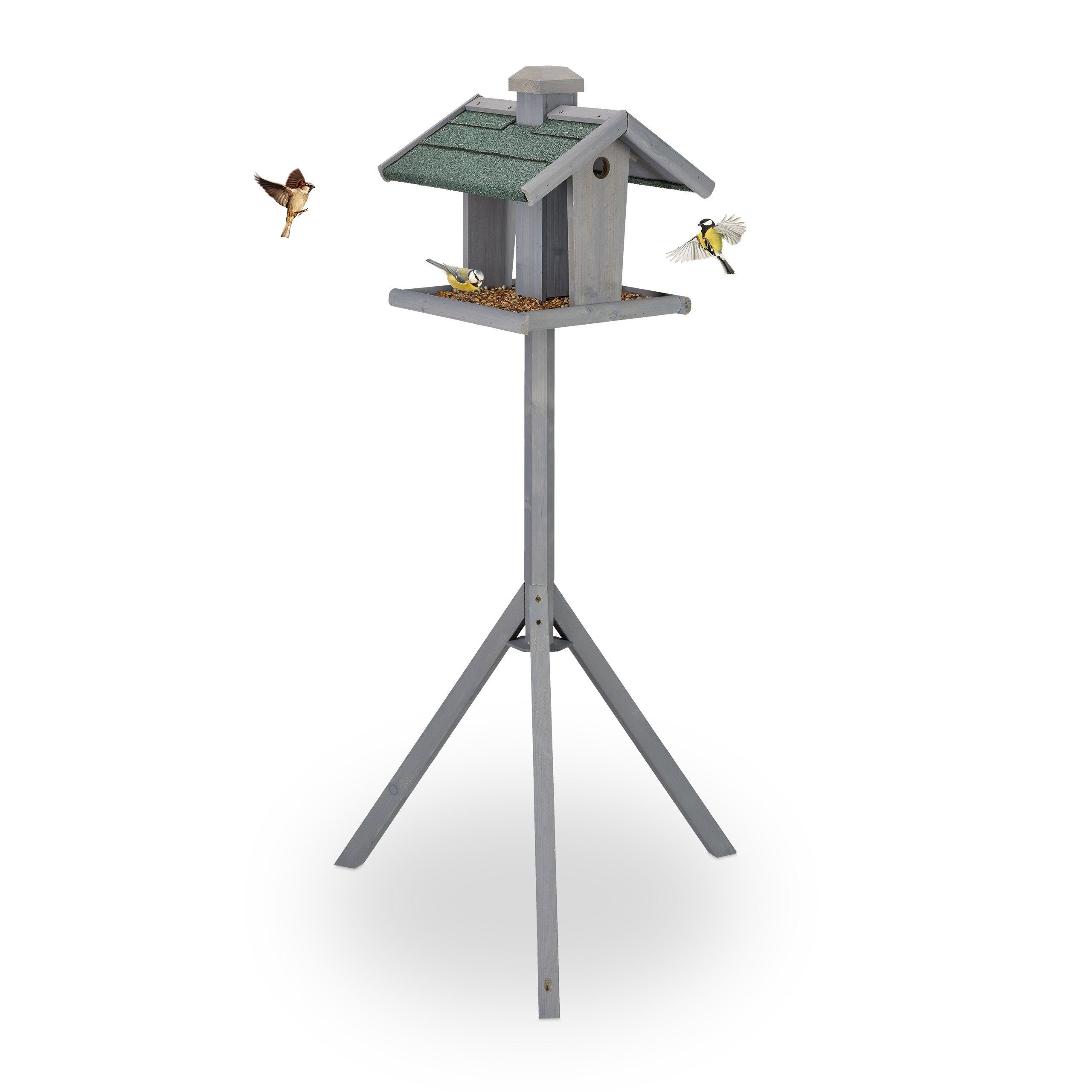 relaxdays Vogelhaus Vogelfutterhaus mit Ständer günstig online kaufen