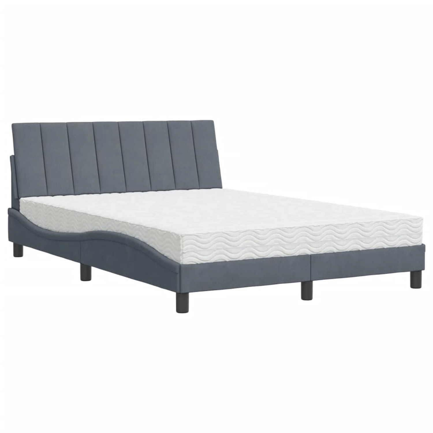 vidaXL Bettgestell Bett mit Matratze Dunkelgrau 140x200 cm Samt Bettgestell günstig online kaufen