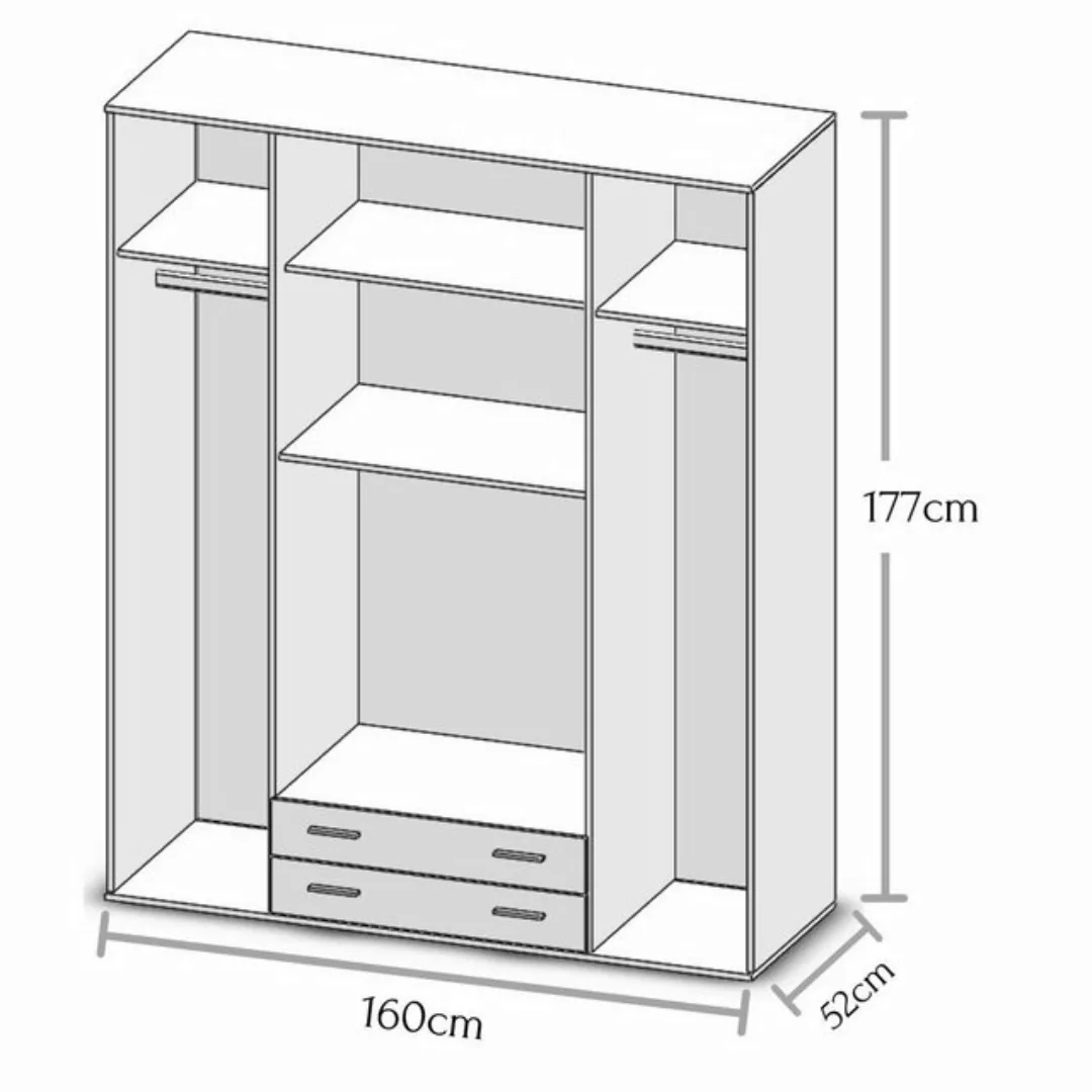 Pol-Power Kleiderschrank 160 x 177 x 52 cm (B/H/T) günstig online kaufen