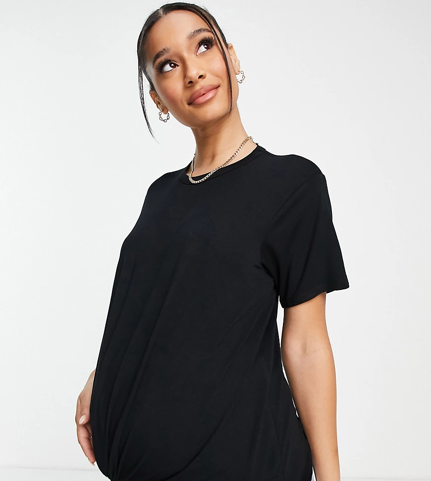 ASOS DESIGN Maternity – Langärmliges Shirt mit verdrehtem Detail vorn in Sc günstig online kaufen