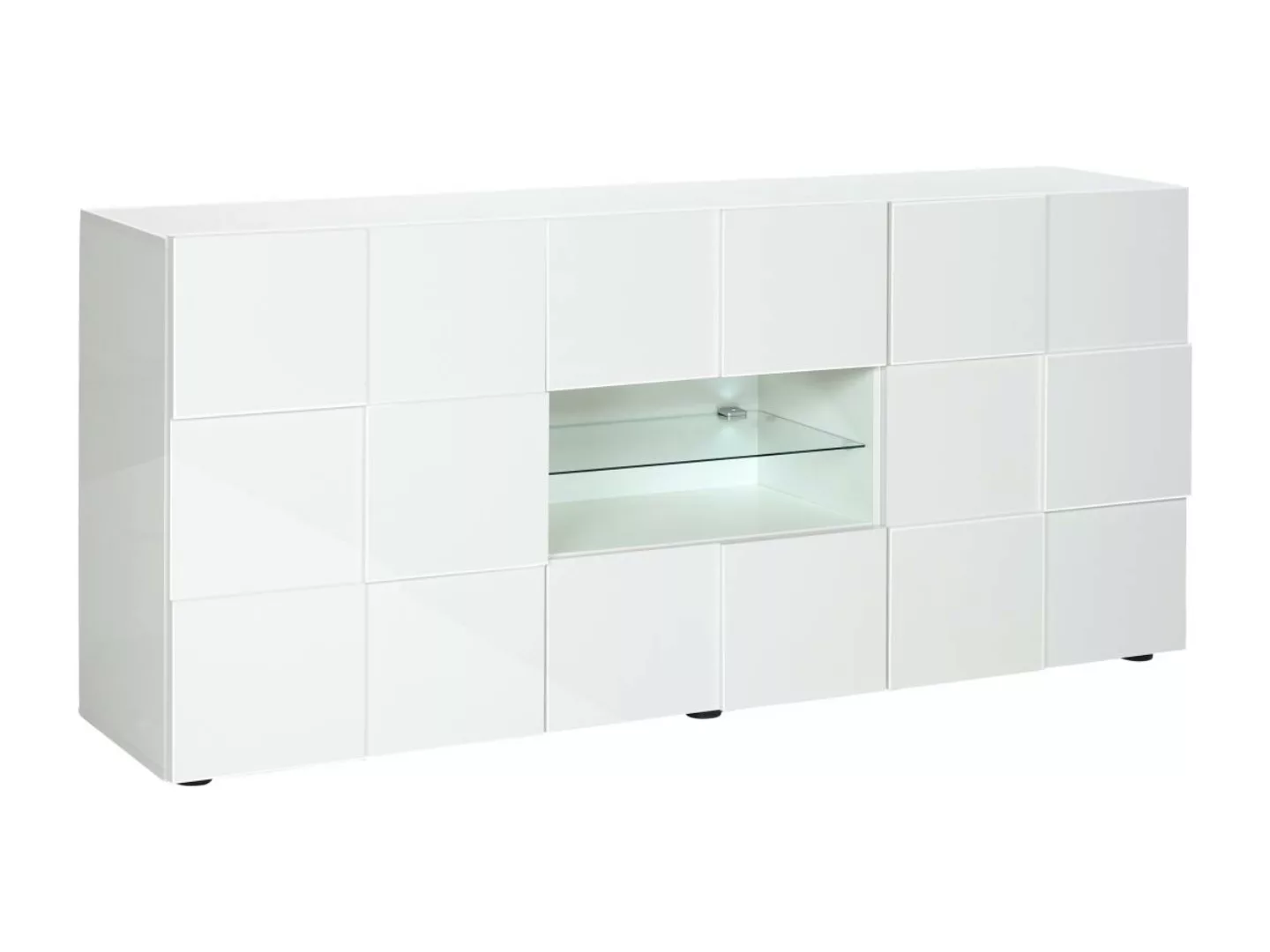 Sideboard mit 2 Türen & 2 Schubladen + LEDs - Weiß lackiert - CALISTO günstig online kaufen