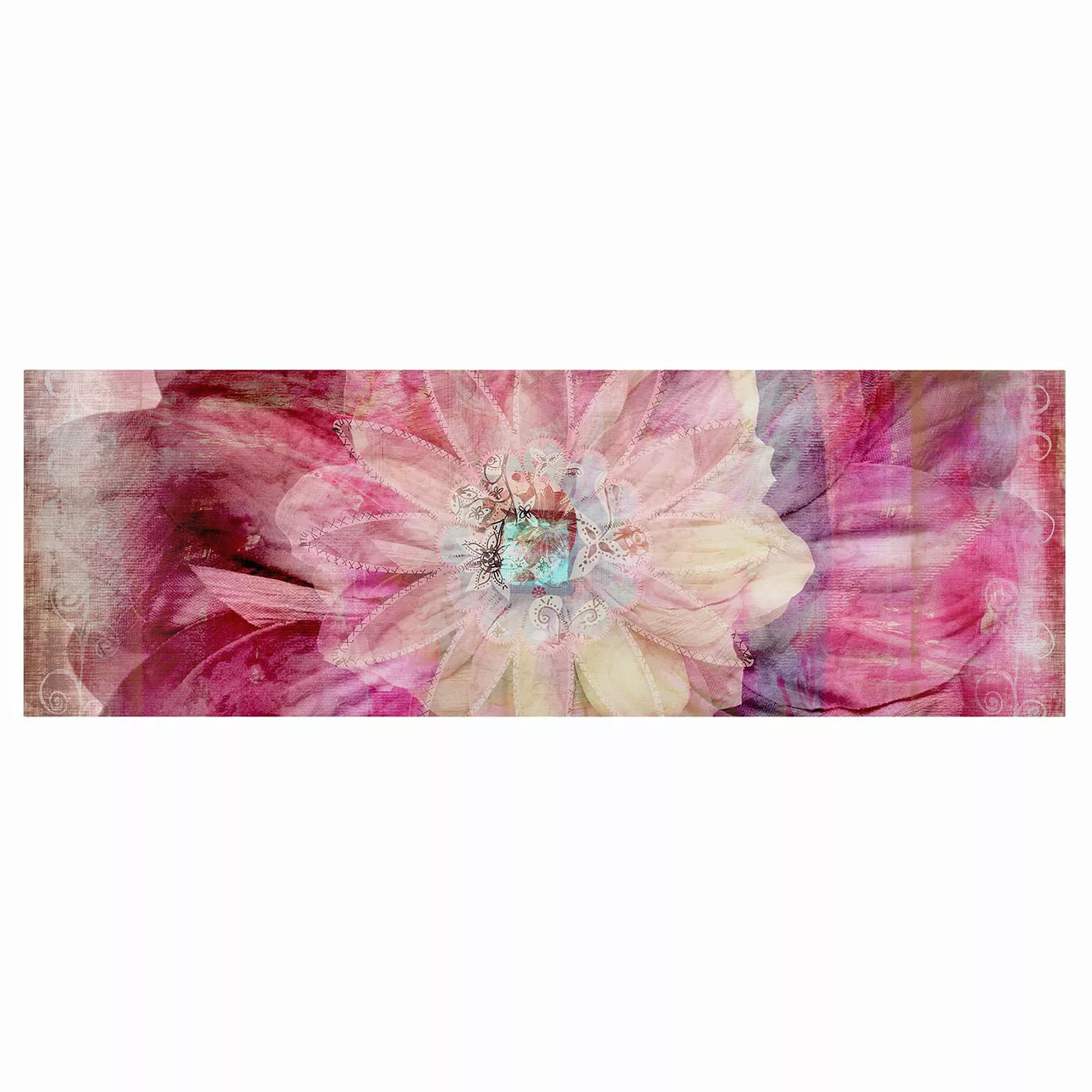 Leinwandbild Blumen - Panorama Grunge Flower günstig online kaufen