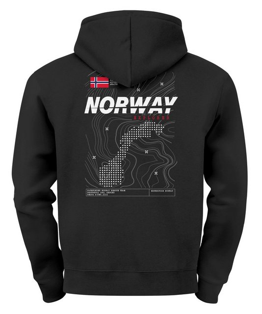 Neverless Hoodie Hoodie Backprint Herren Norwegen Flagge Schriftzug Norway günstig online kaufen