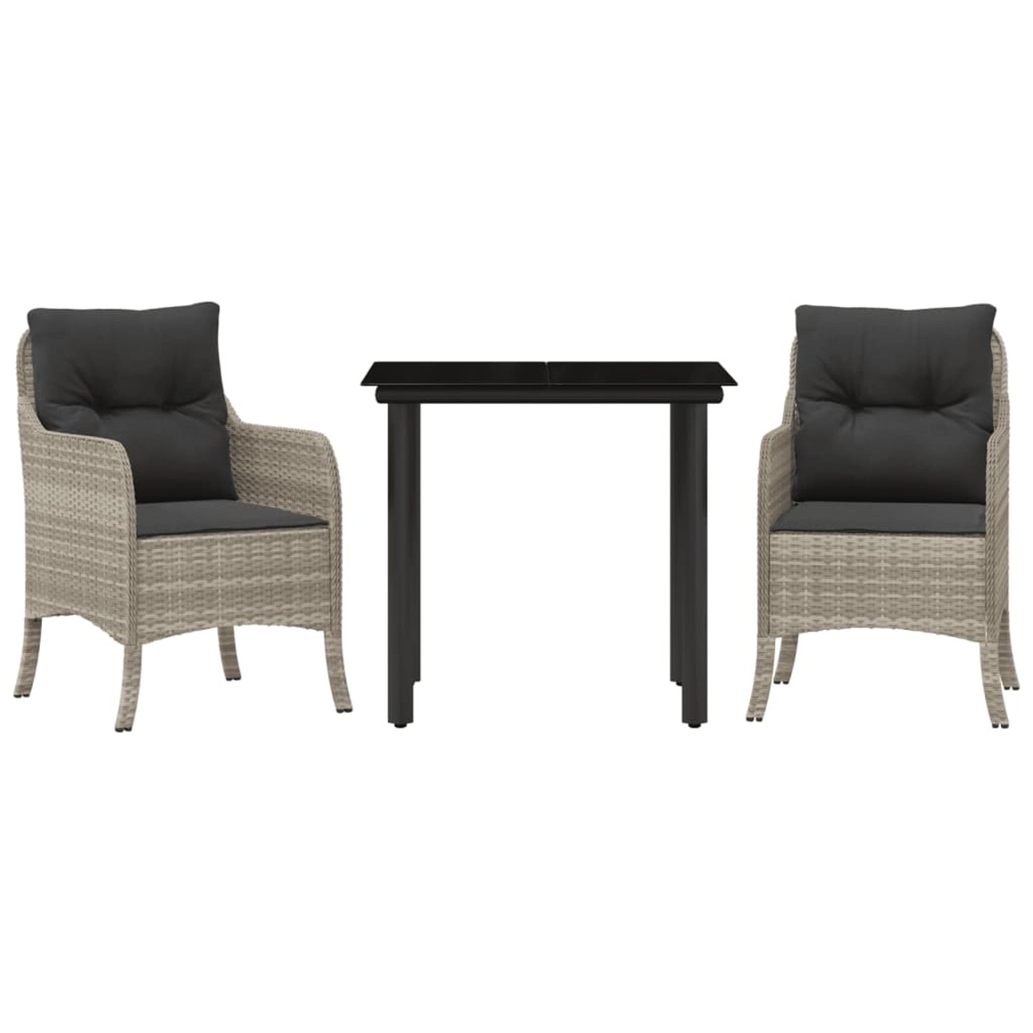 vidaXL 3-Tlg Garten-Essgruppe mit Kissen Hellgrau Poly Rattan 3211997 günstig online kaufen
