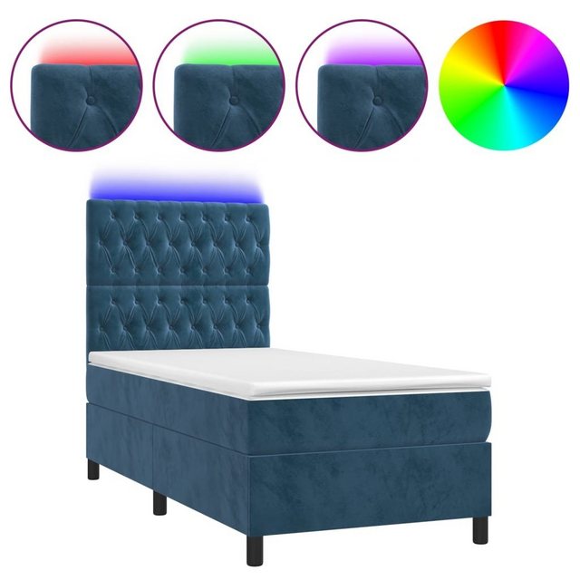 vidaXL Boxspringbett Boxspringbett mit Matratze LED Dunkelblau 80x200 cm Sa günstig online kaufen