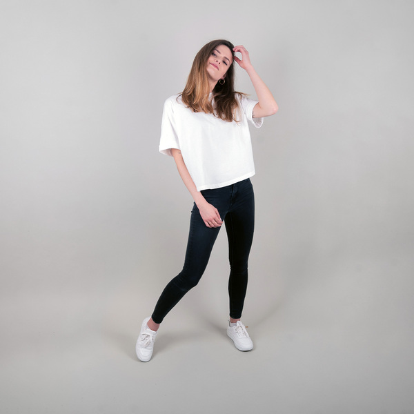 Damen Oversized Cropped T-shirt Aus Bio-baumwolle Goaty - Weiß günstig online kaufen