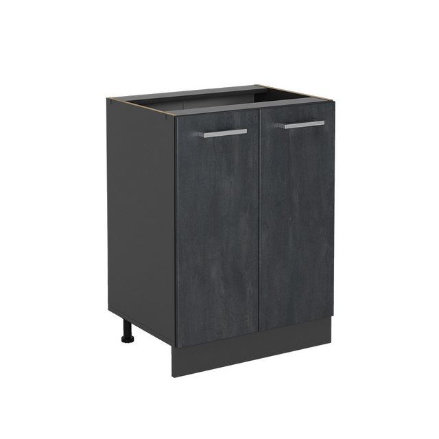 Livinity® Unterschrank Küchenschrank R-Line 60 cm Anthrazit Schwarz Beton günstig online kaufen