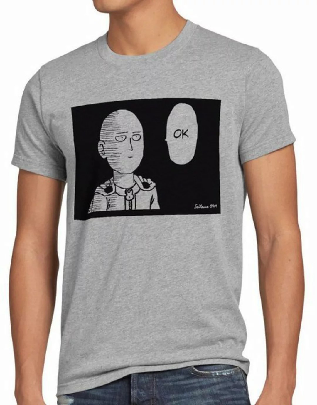 Print-Shirt Herren T-Shirt Saitama Ok anime manga one punch genos faust sup günstig online kaufen