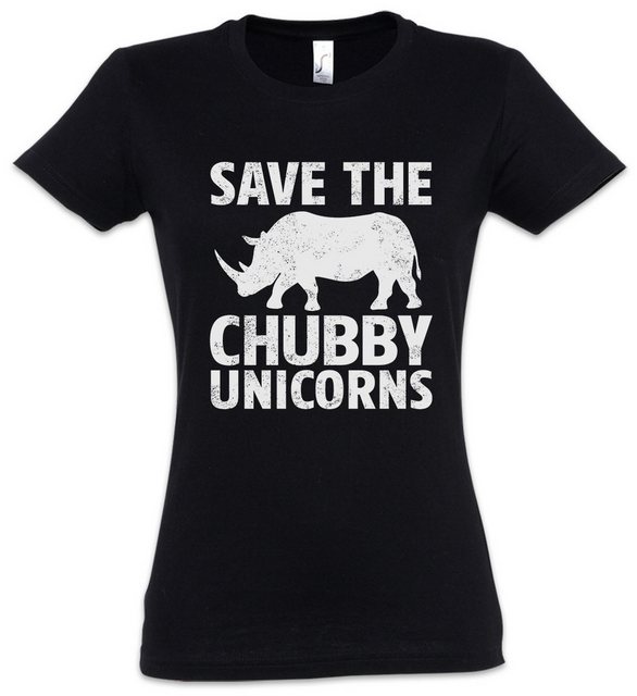 Urban Backwoods Print-Shirt Save The Chubby Unicorns Damen T-Shirt Nashorn günstig online kaufen