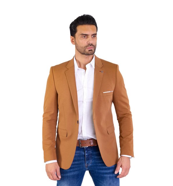 Denim Distriqt Jerseysakko Sportliches Herren Slim Fit Jersey Sakko Camel 5 günstig online kaufen