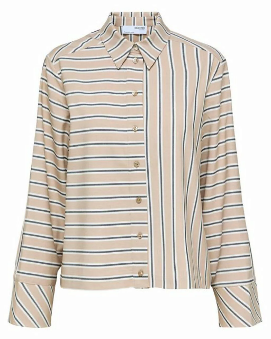 SELECTED Gestreiftes Hemd Damen Beige günstig online kaufen