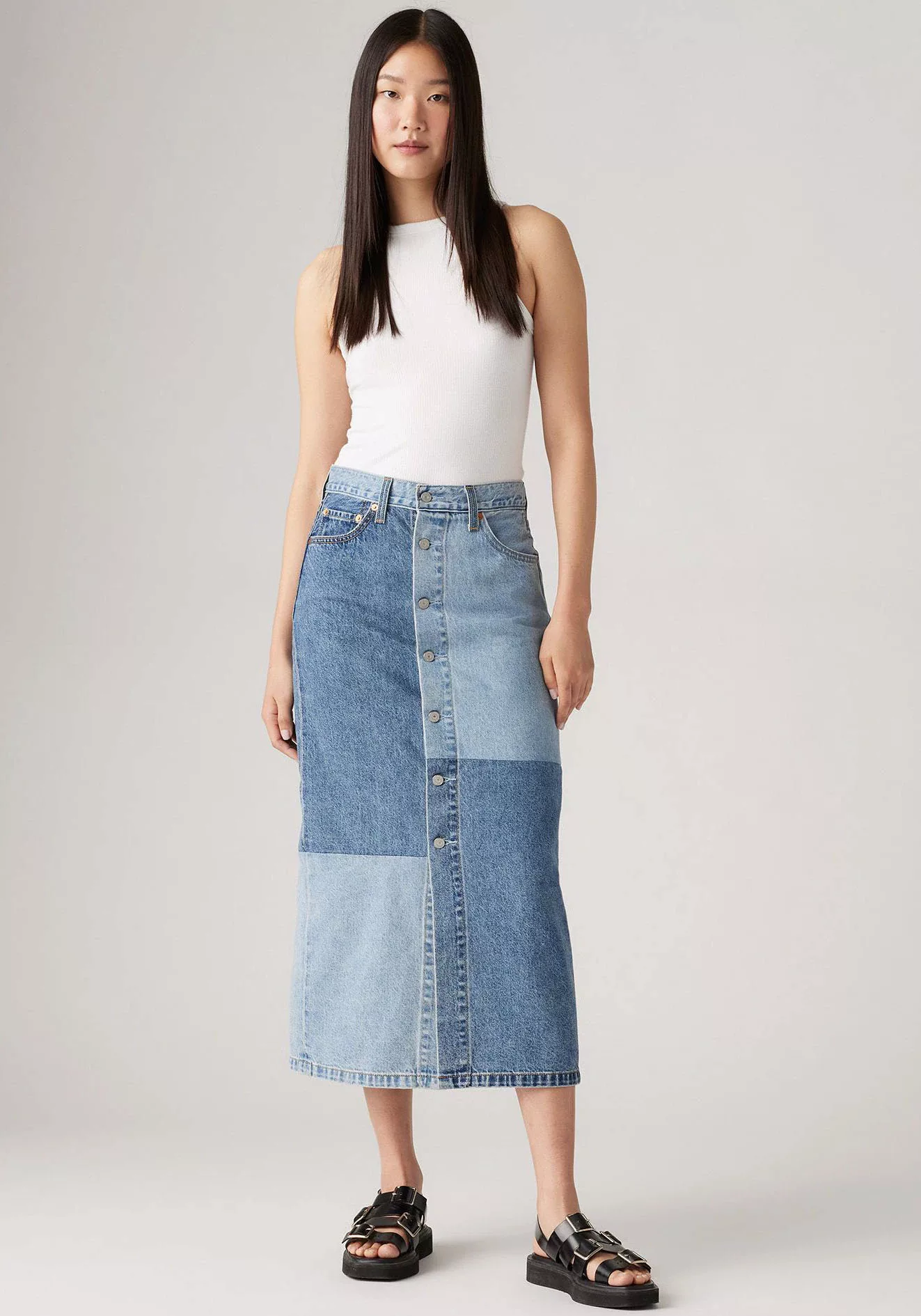 Levi's® Midirock BUTTON MIDI SKIRT PAT mit Knopfleiste günstig online kaufen