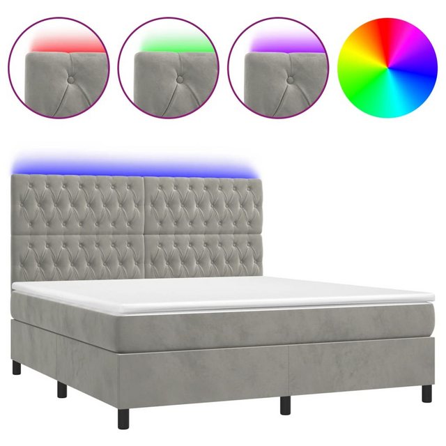 vidaXL Boxspringbett Boxspringbett mit Matratze & LED Samt (160 x 200 cm, H günstig online kaufen