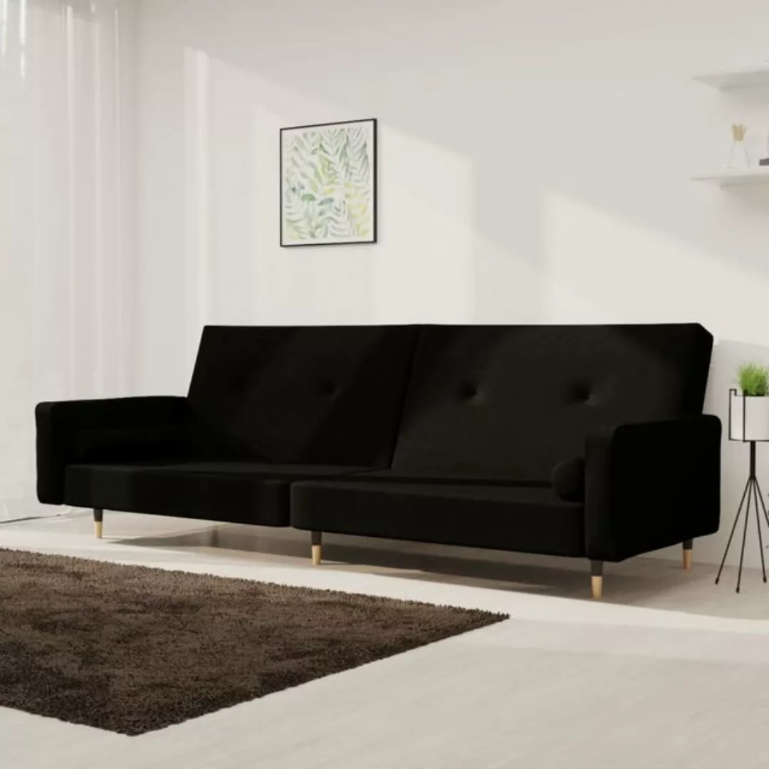 vidaXL Sofa Schlafsofa 2-Sitzer mit 2 Kissen Schwarz Samt günstig online kaufen