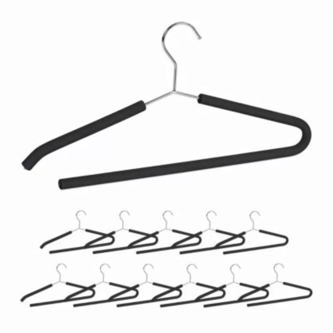 relaxdays Schaumstoff Kleiderbügel im 12er Set schwarz günstig online kaufen