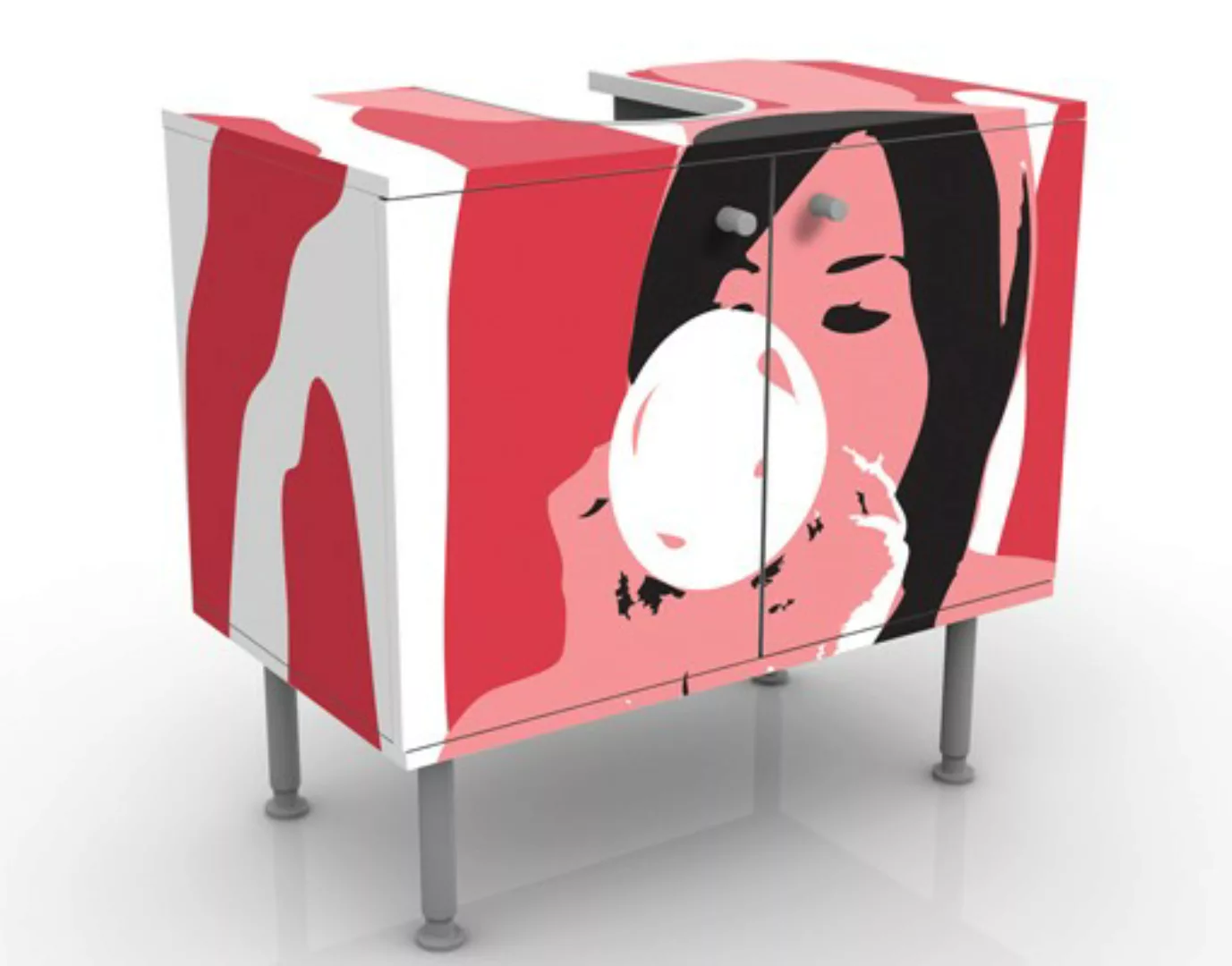 Waschbeckenunterschrank Kunstdruck Bubblegum Playgirl günstig online kaufen