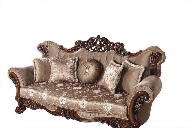 Xlmoebel Sofa Sofa Couchen Stoff Braun Barock Dreisitzer Chesterfield Couch günstig online kaufen