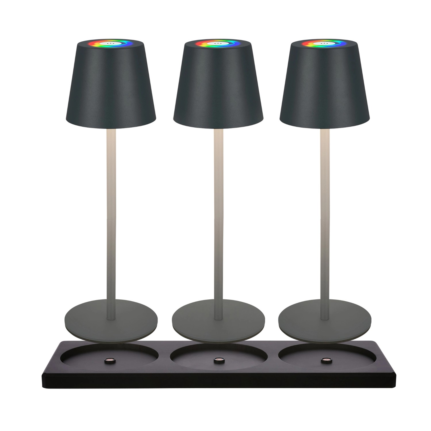 Brilo Akku-Tischleuchte Cilano 3er-Set RGB Dimmbar Touch Schwarz günstig online kaufen