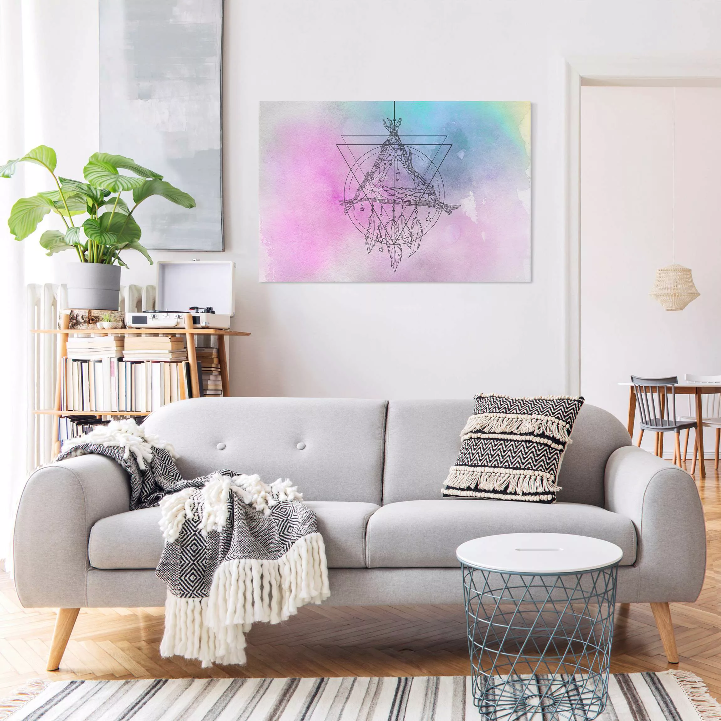 Leinwandbild Boho Traumfänger Aquarell günstig online kaufen