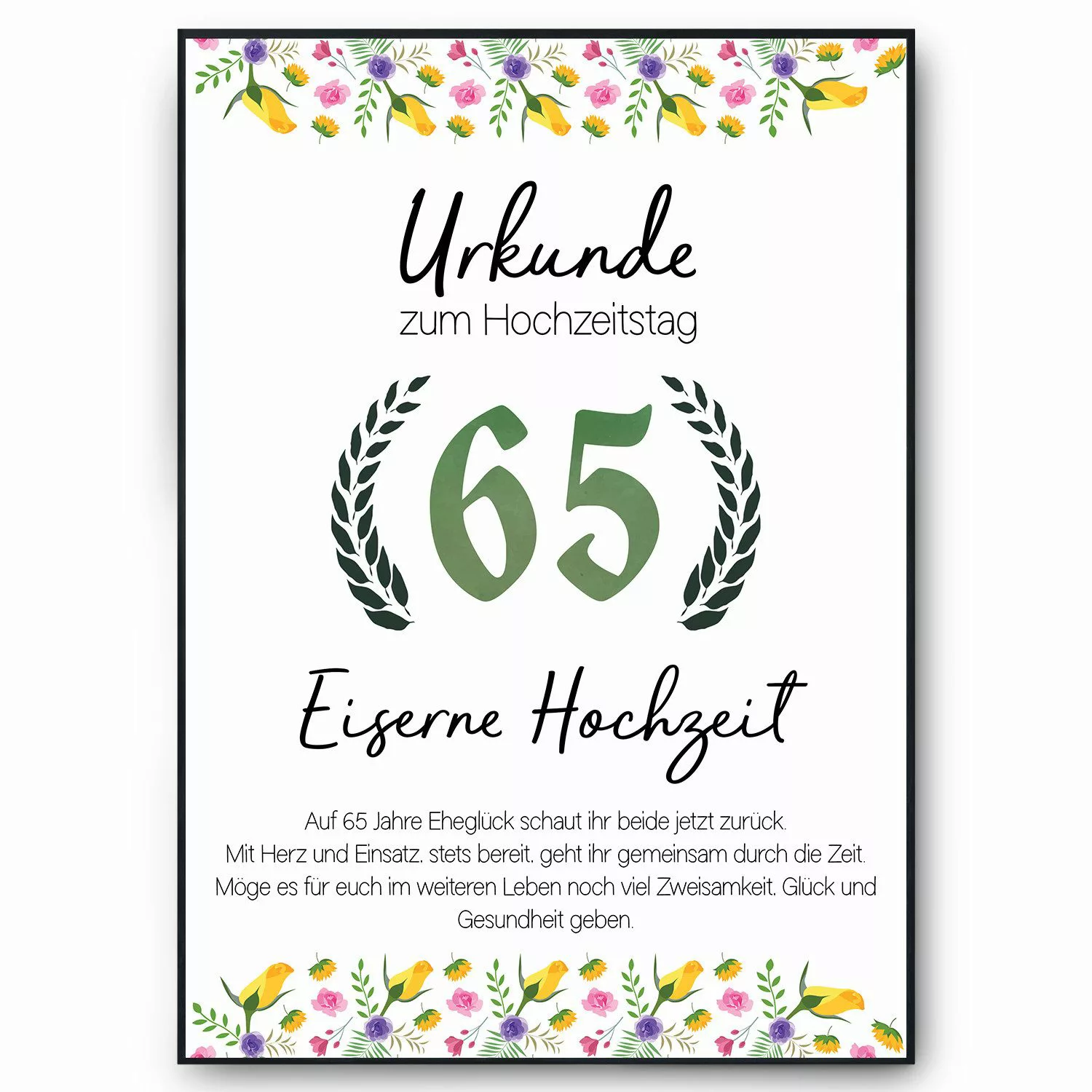 Tigerlino Poster 65. Hochzeitstag Geschenk Eiserne günstig online kaufen