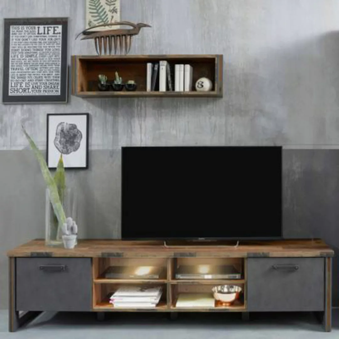 Lomadox Fernsehschrank Set Industrial Design mit Beleuchtung PROVO-19 in Ol günstig online kaufen