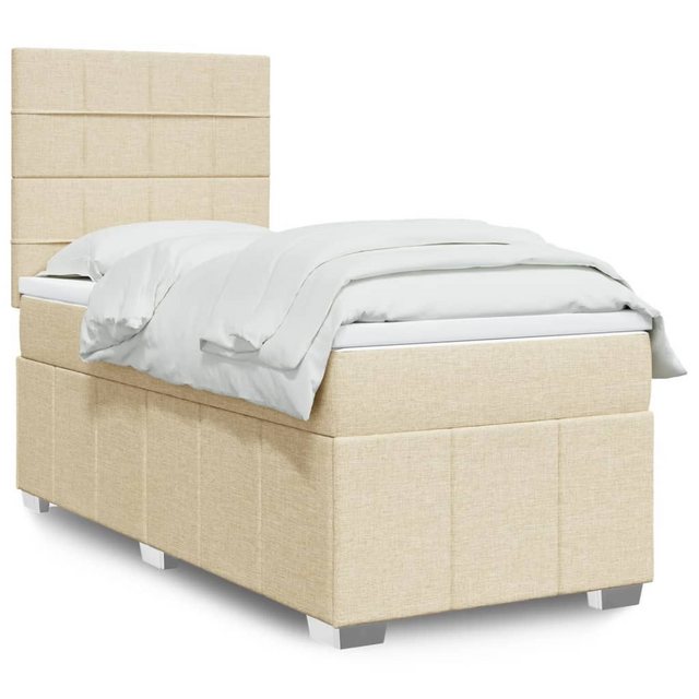 vidaXL Boxspringbett, Boxspringbett mit Matratze Creme 80x200 cm Stoff günstig online kaufen