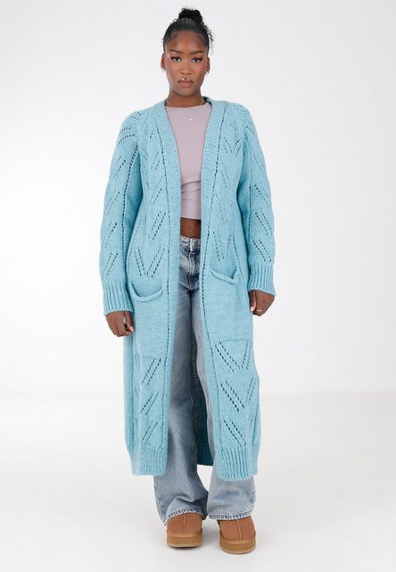 YC Fashion & Style Longstrickjacke mit Lochstrick Muster (1-tlg) in Unifarb günstig online kaufen