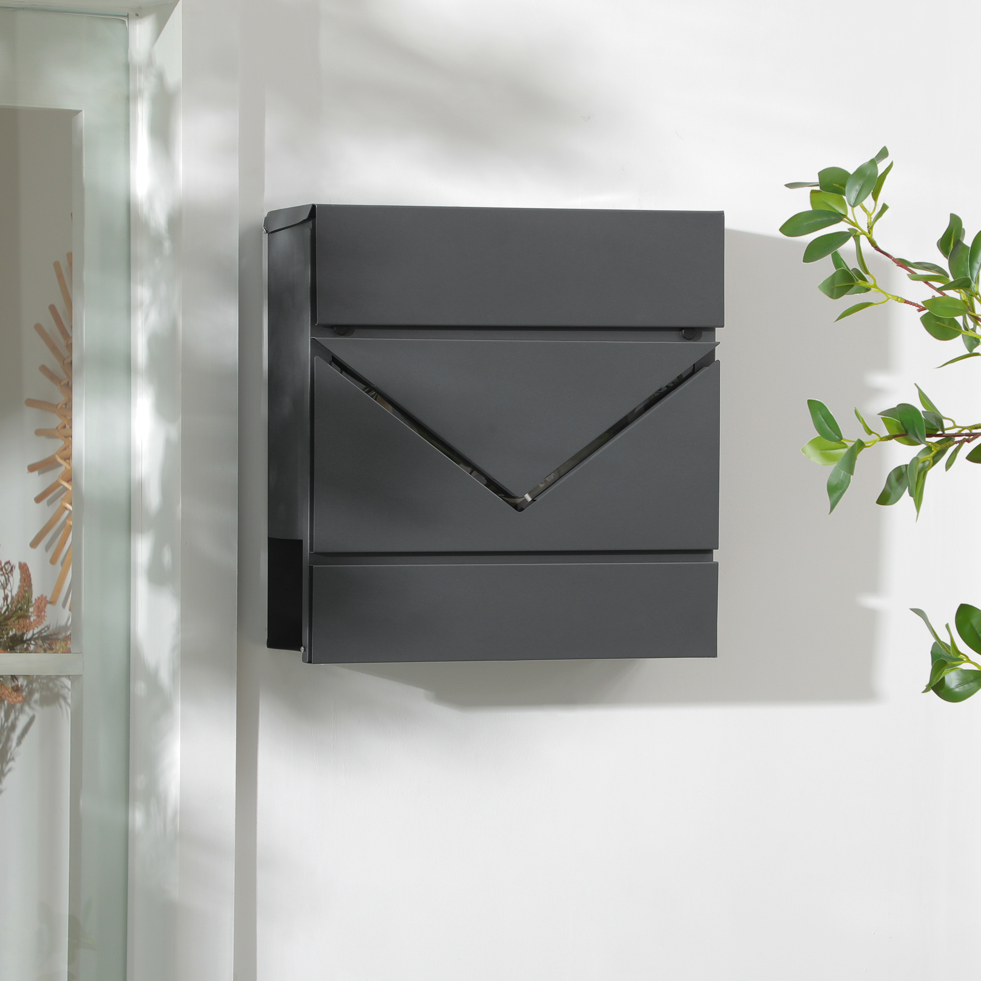 HOMCOM Briefkasten Wandbriefkasten mit Schloss, Deckel, Postkasten aus Verz günstig online kaufen