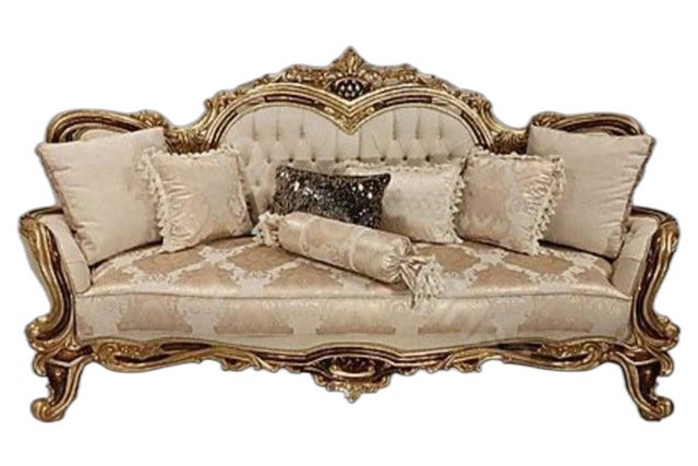 Xlmoebel Sofa Chesterfield Barock Dreisitzer Sofa Couch Möbel Stoff Beige, günstig online kaufen