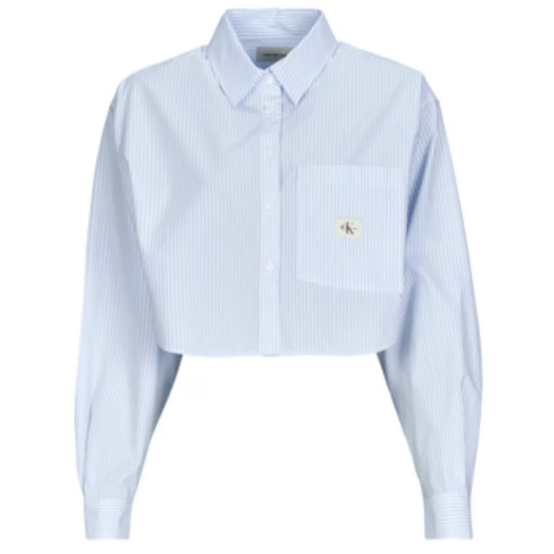 Calvin Klein Jeans  Blusen WOVEN LABEL CROPPED SHIRT günstig online kaufen