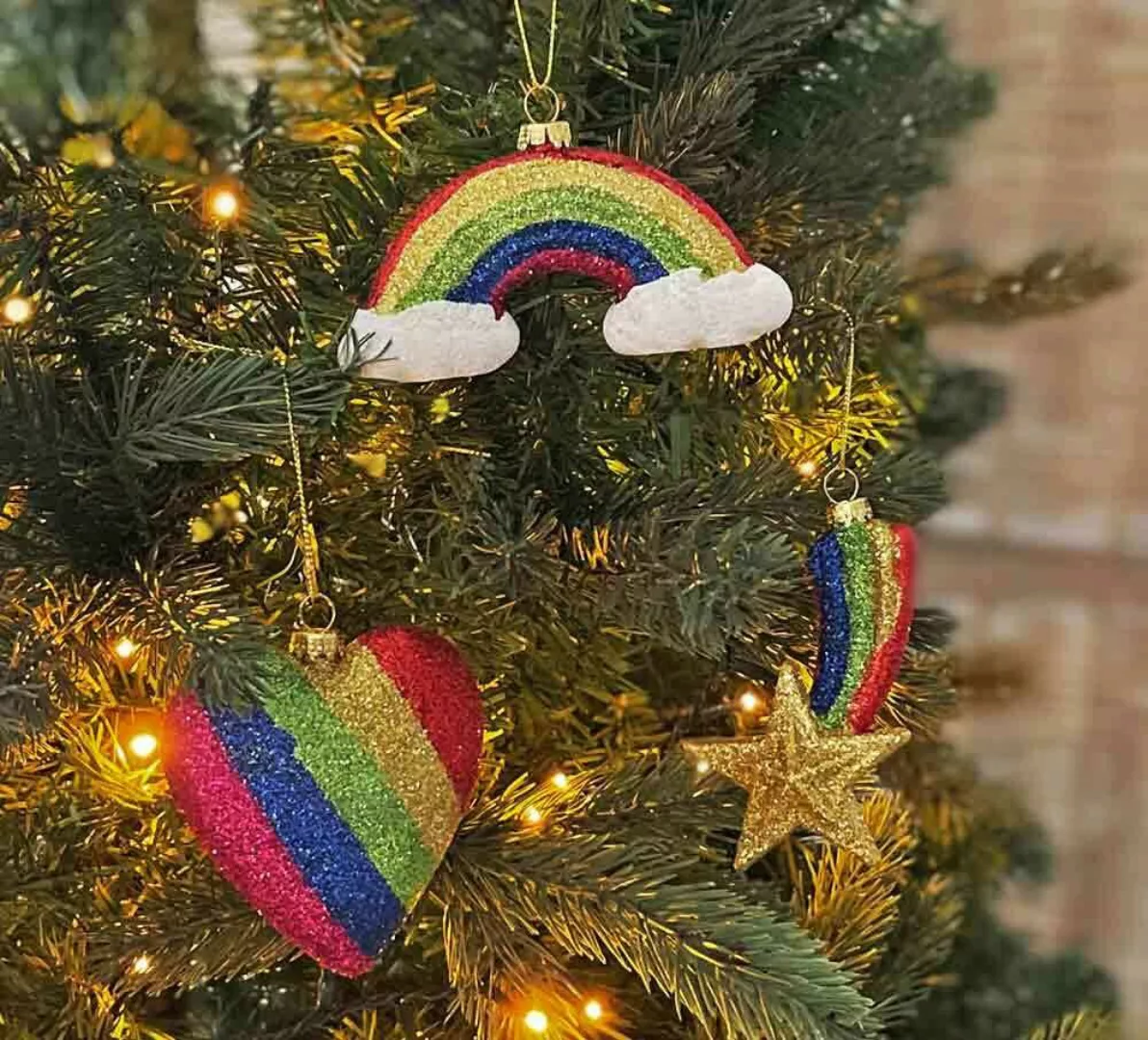 Christbaumschmuck Love 3er Set Regenbogen Herz Sternschnuppe Christbaumanhä günstig online kaufen