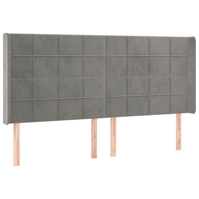 vidaXL Bett, Kopfteil mit Ohren Hellgrau 183x16x118/128 cm Samt günstig online kaufen