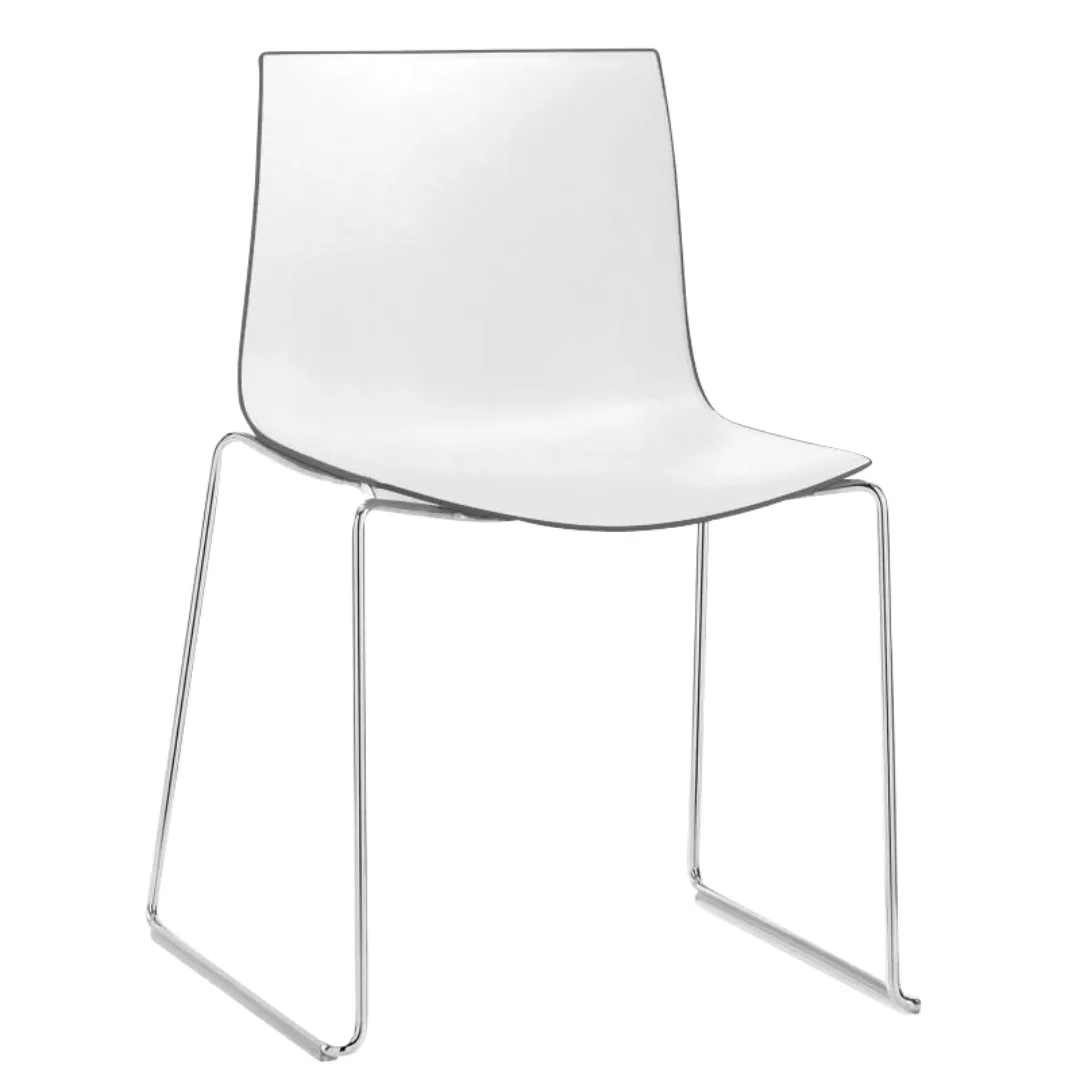 Arper - Catifa 46 0278 Stuhl zweifarbig Kufe Chrom - weiß/dunkelgrau/Außens günstig online kaufen