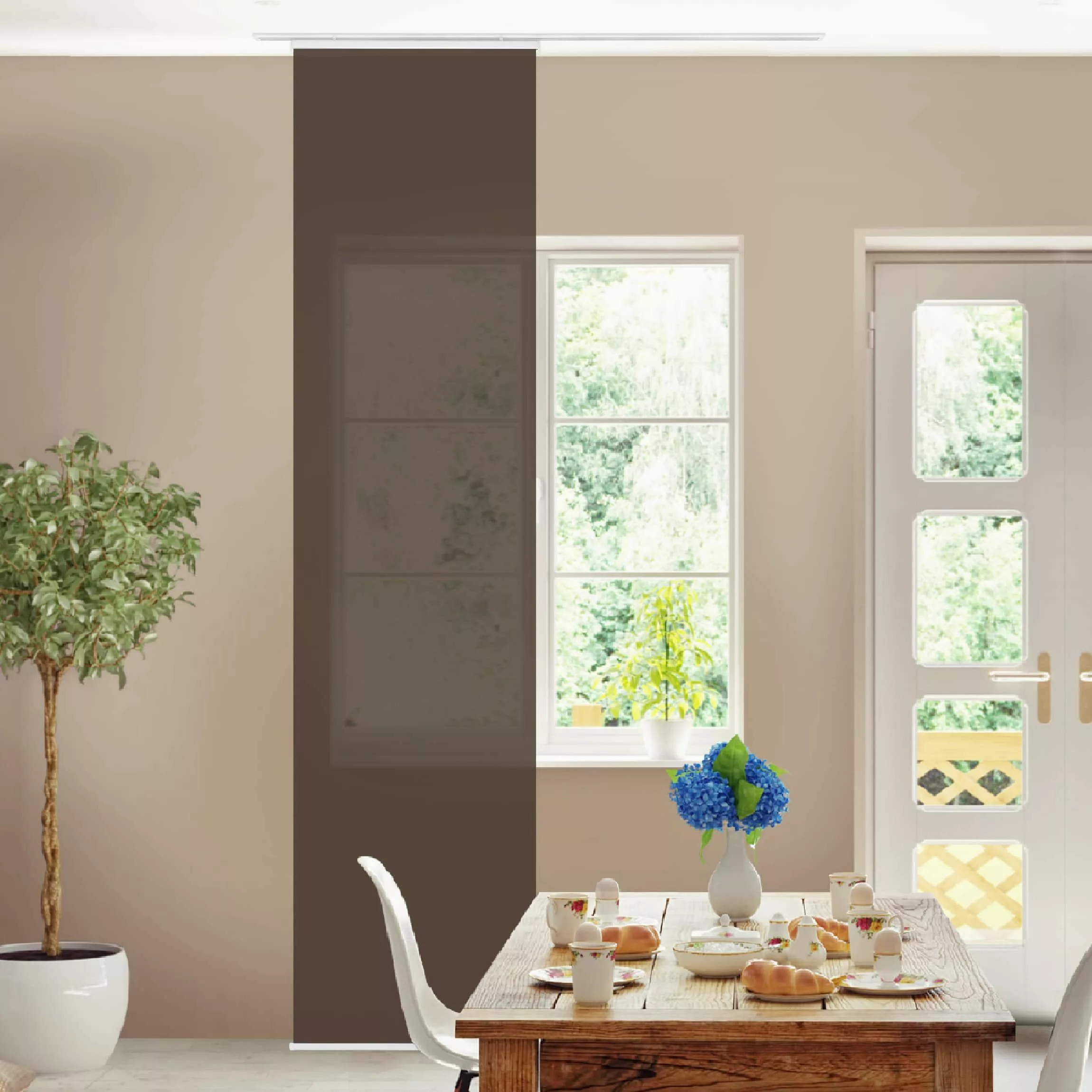 Bilderdepot24 Schiebegardine modern Flächenvorhang blickdicht Cacao, günstig online kaufen