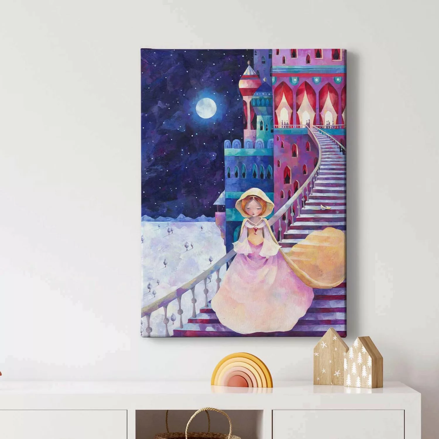 Bricoflor Cinderella Bild Auf Leinwand Mädchenzimmer Wandbild Mit Märchen M günstig online kaufen