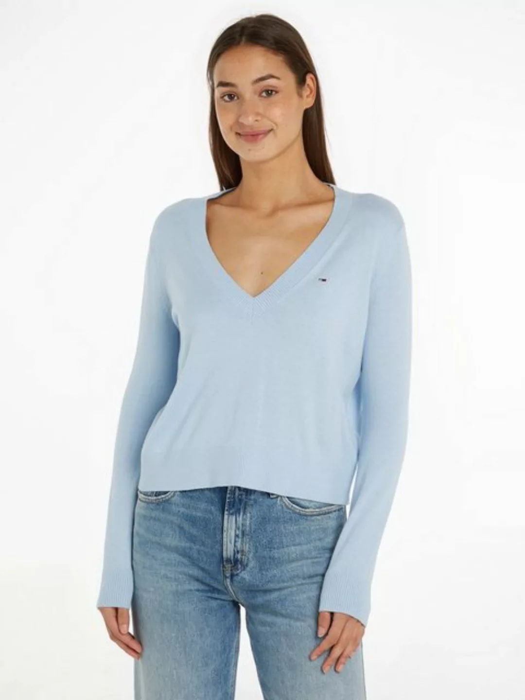 Tommy Jeans Curve V-Ausschnitt-Pullover TJW ESSENTIAL VNECK SWEATER EXT günstig online kaufen