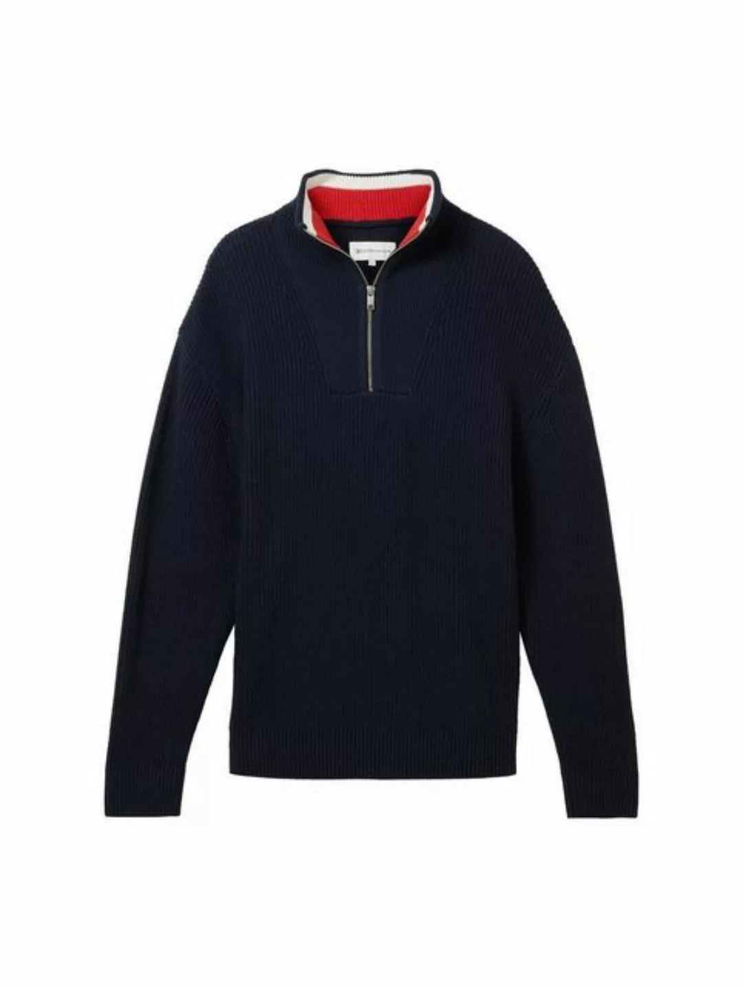 TOM TAILOR Denim Sweatshirt relaxed knitted troyer, sky captain blue günstig online kaufen