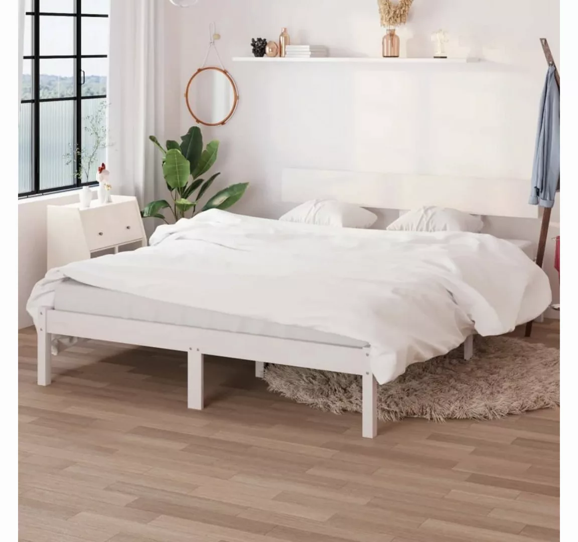 furnicato Bett Massivholzbett Weiß Kiefer 160x200 cm günstig online kaufen