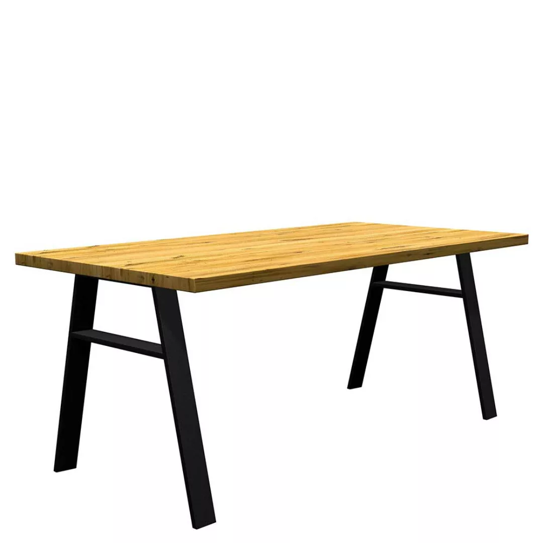 Massivholz Esszimmertisch aus Eiche A Fußgestell aus Metall günstig online kaufen
