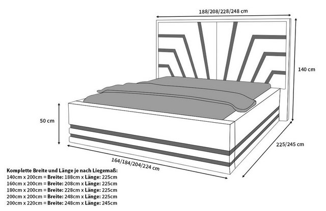 Sofa Dreams Boxspringbett Cecina Bett Kunstleder Premium Komplettbett 140x2 günstig online kaufen