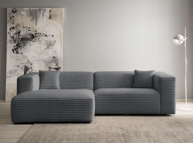 andas Ecksofa »BAKELS, L-Form in Cord oder Boucle-Stoff, moderne Couch«, wa günstig online kaufen