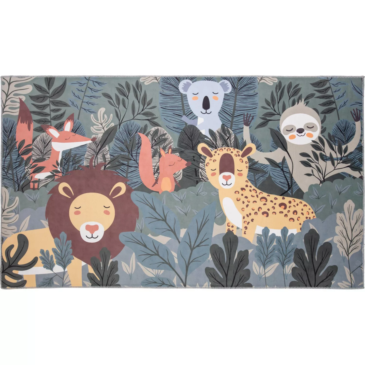 Kinder-Teppich Safari Adventure Bunter Tierprint 80 cm x 140 cm günstig online kaufen