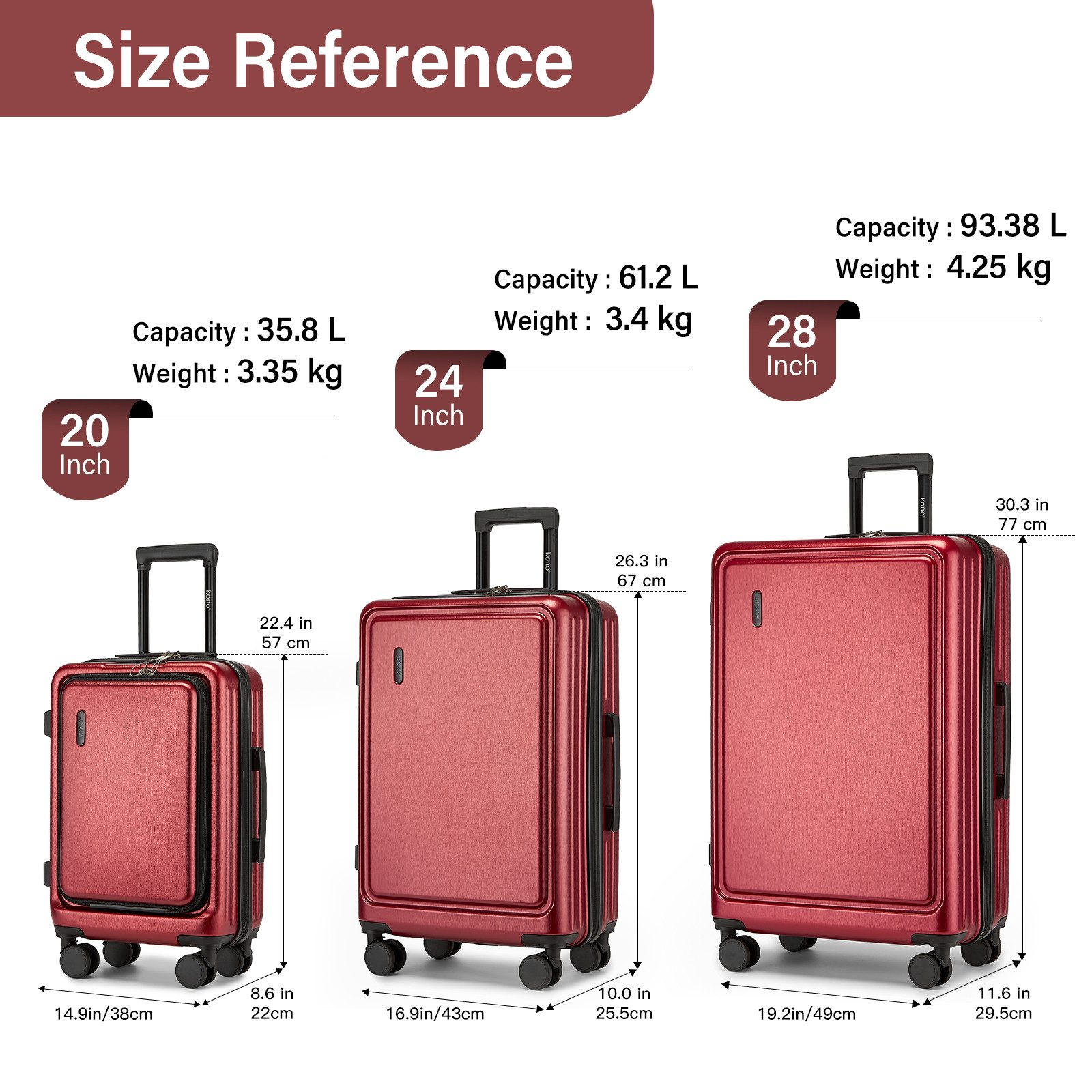 KONO Business-Koffer Kabinengepäck-Trolley aus Hartschalenmaterial (ABS+PC) günstig online kaufen